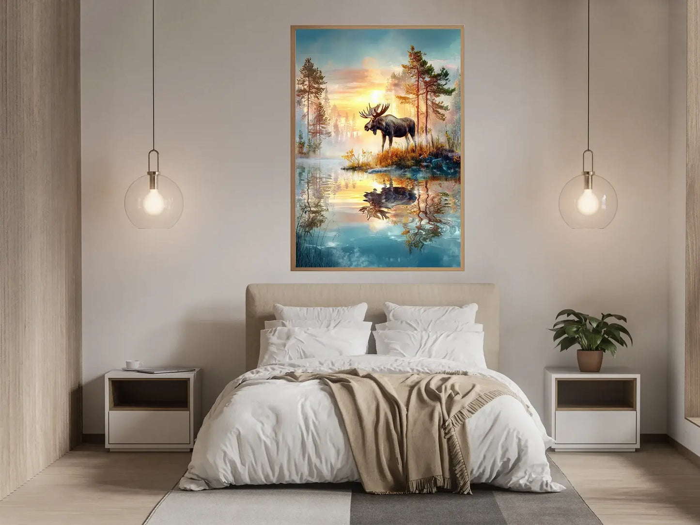 Elg i Solnedgang – moderne veggkunst | KBentz.no