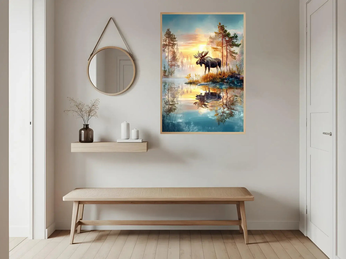 Elg i Solnedgang – moderne veggkunst | KBentz.no