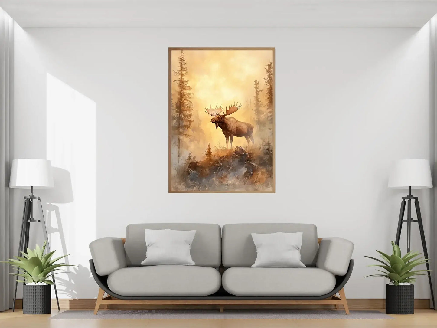 Elg i morgensol – moderne veggkunst | KBentz.no