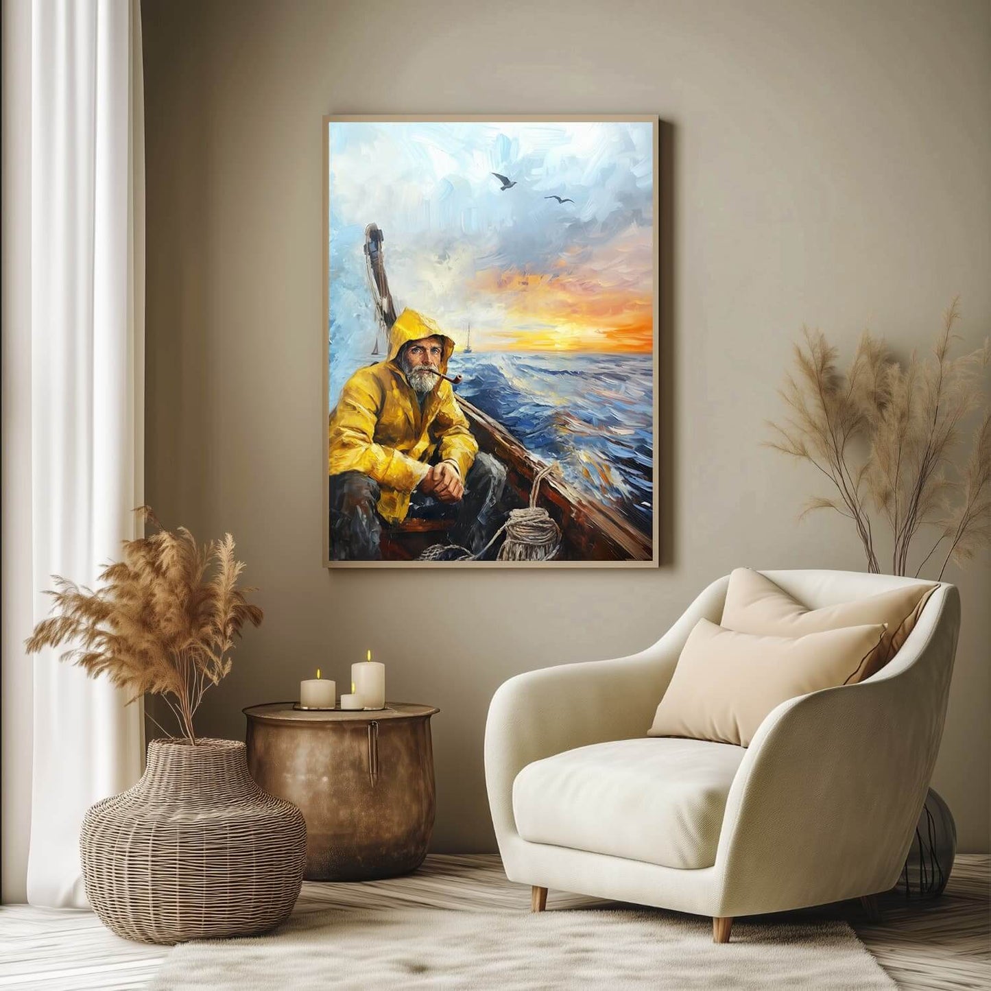 En dag på havet - moderne digitalt maleri med oljemalingstekstur. Trykkes på papir, lerret og akryl. KBentz.no