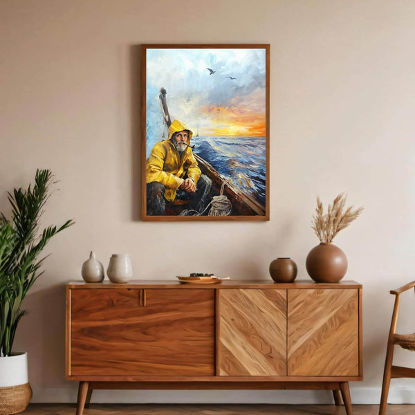 En dag på havet - moderne digitalt maleri med oljemalingstekstur. Trykkes på papir, lerret og akryl. KBentz.no