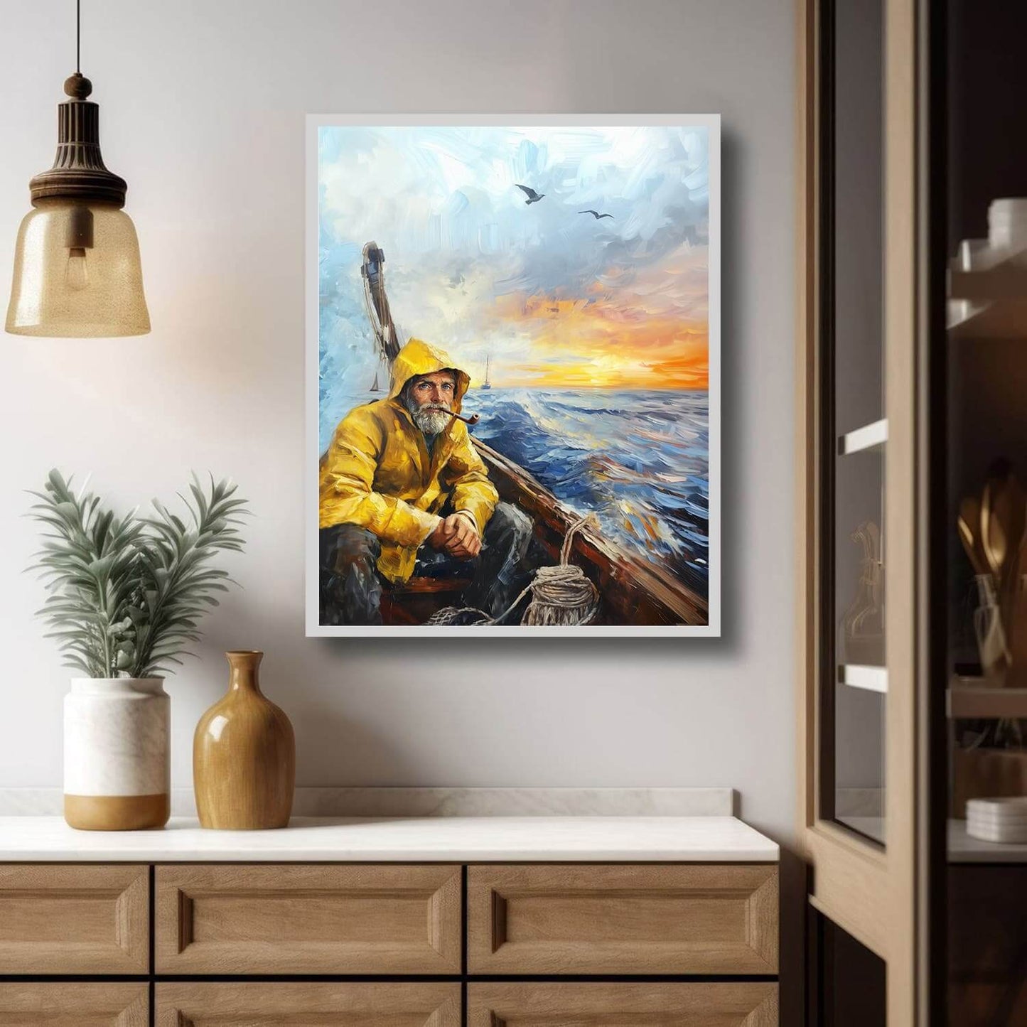 En dag på havet - moderne digitalt maleri med oljemalingstekstur. Trykkes på papir, lerret og akryl. KBentz.no