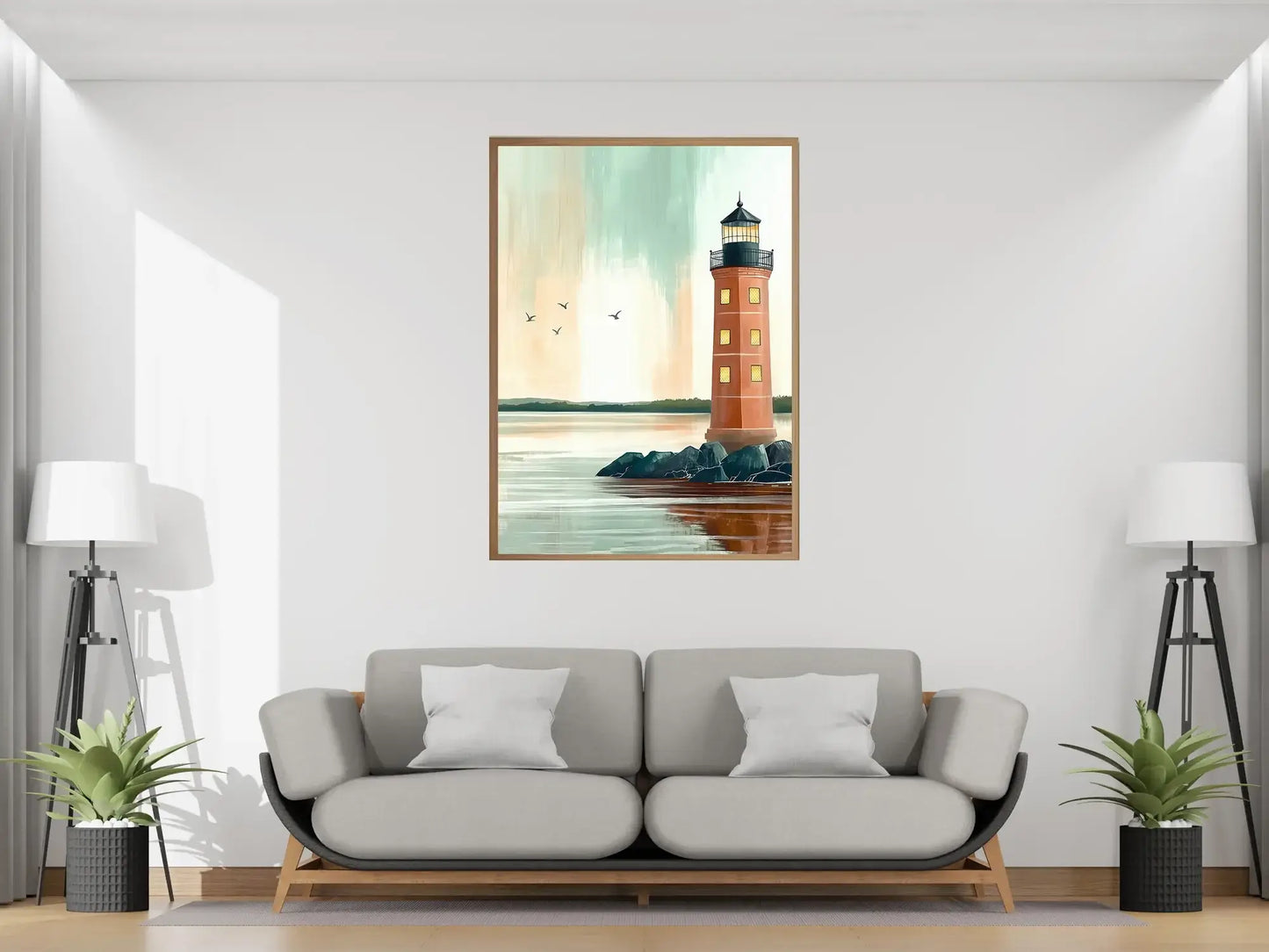 Fyrtårn ved havet – moderne veggkunst | KBentz.no
