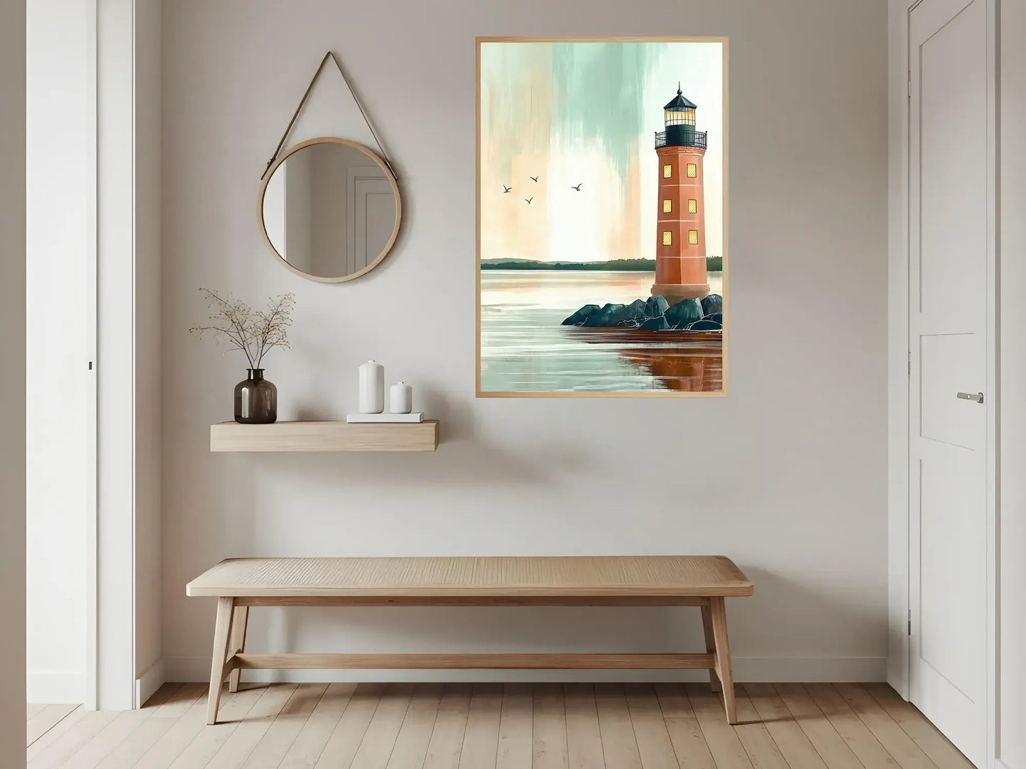 Fyrtårn ved havet – moderne veggkunst | KBentz.no