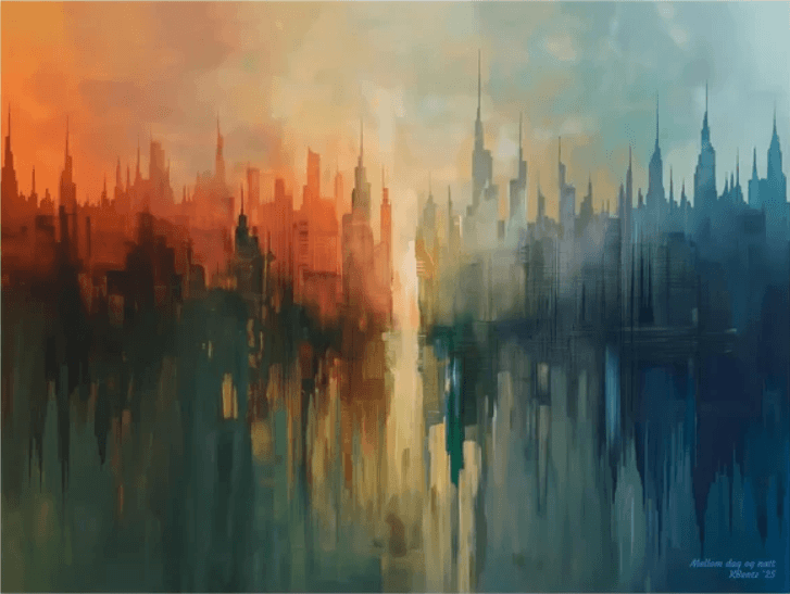 Mellom dag og natt - AKRYL 70x100 cm – moderne veggkunst | KBentz.no