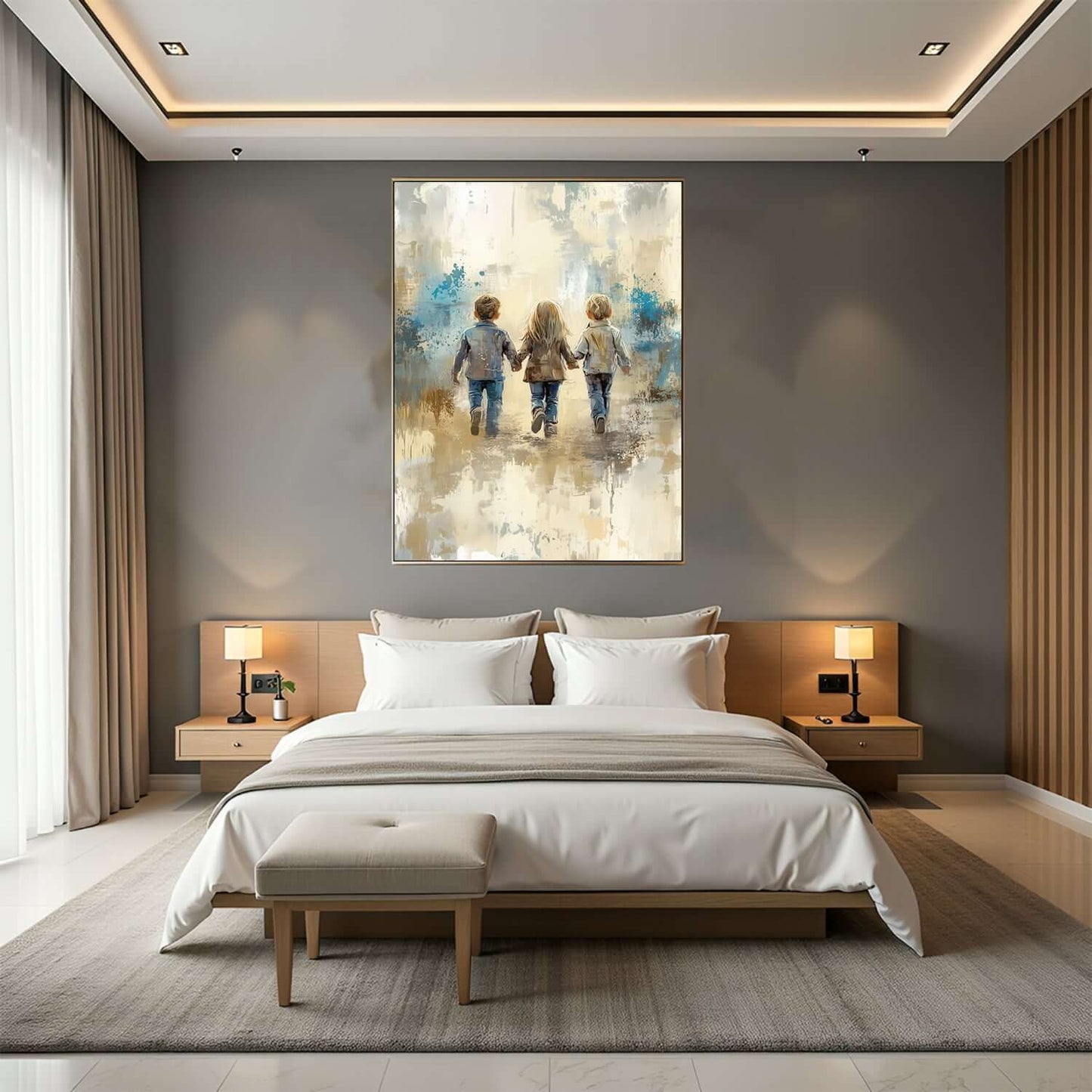 Aldri Alene - Trygghet – KI digital oljemaling trykket på papir, lerret, aluminium, akryl og tre | KBentz.no