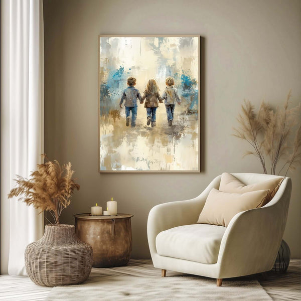 Aldri Alene - Trygghet - moderne digitalt maleri med oljemalingstekstur. Trykkes på papir, lerret og akryl. KBentz.no