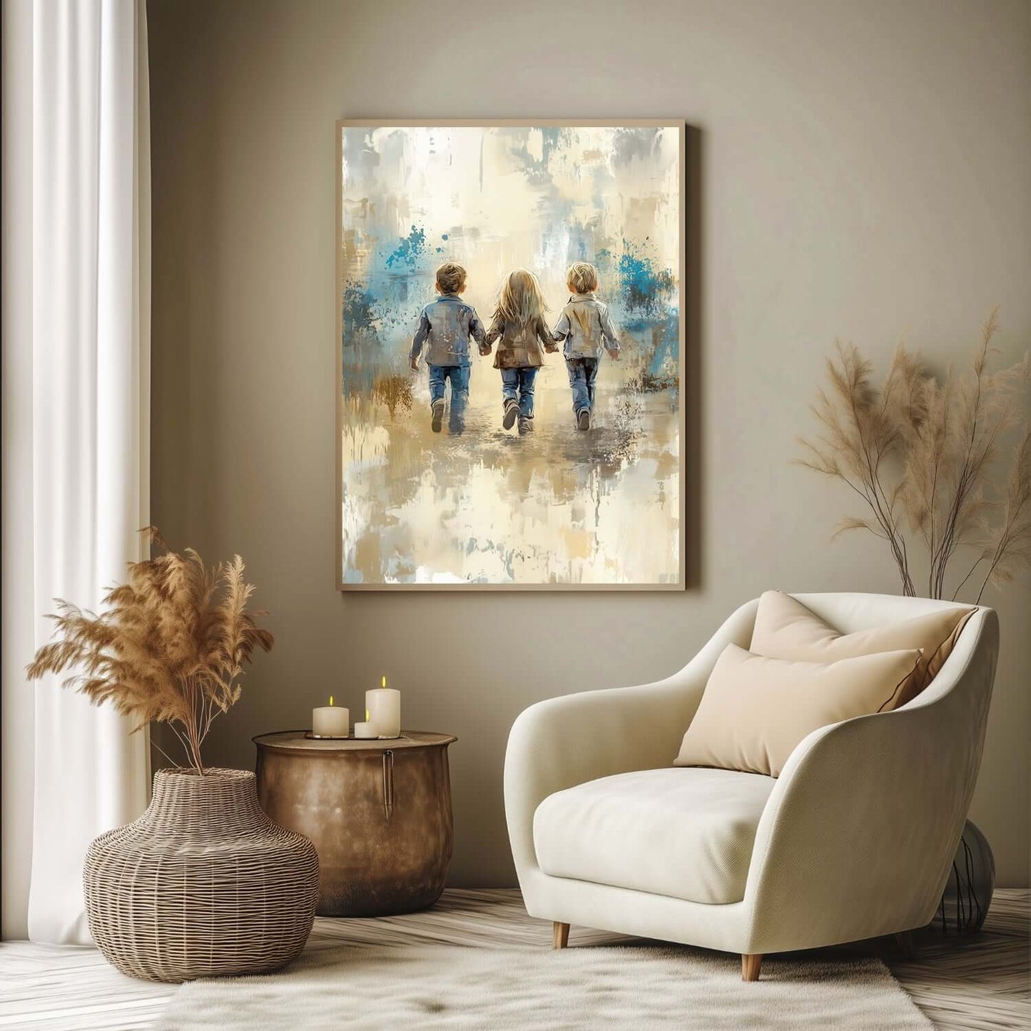 Aldri Alene - Trygghet – KI digital oljemaling trykket på papir, lerret, aluminium, akryl og tre | KBentz.no