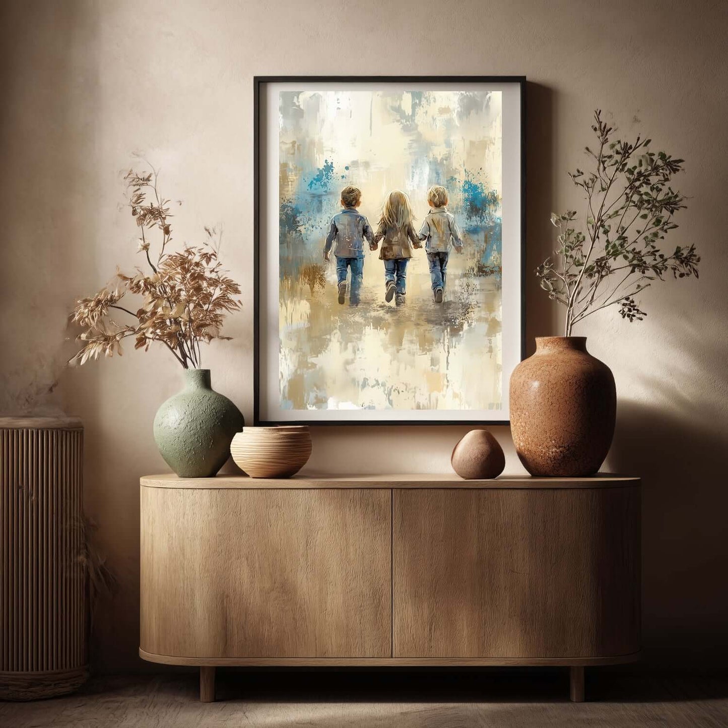 Aldri Alene - Trygghet – KI digital oljemaling trykket på papir, lerret, aluminium, akryl og tre | KBentz.no