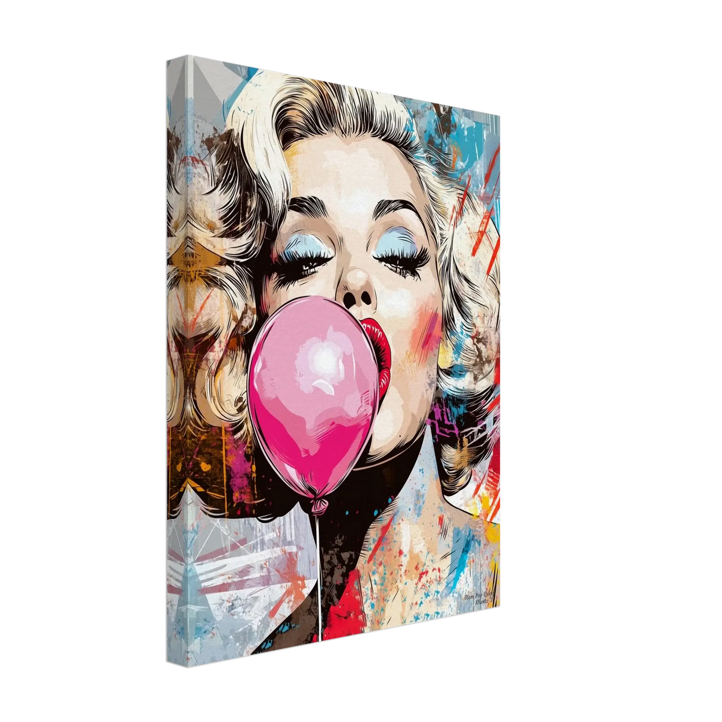 Glam Pop Queen - moderne digitalt maleri med oljemalingstekstur. Trykkes på papir, lerret og akryl. KBentz.no