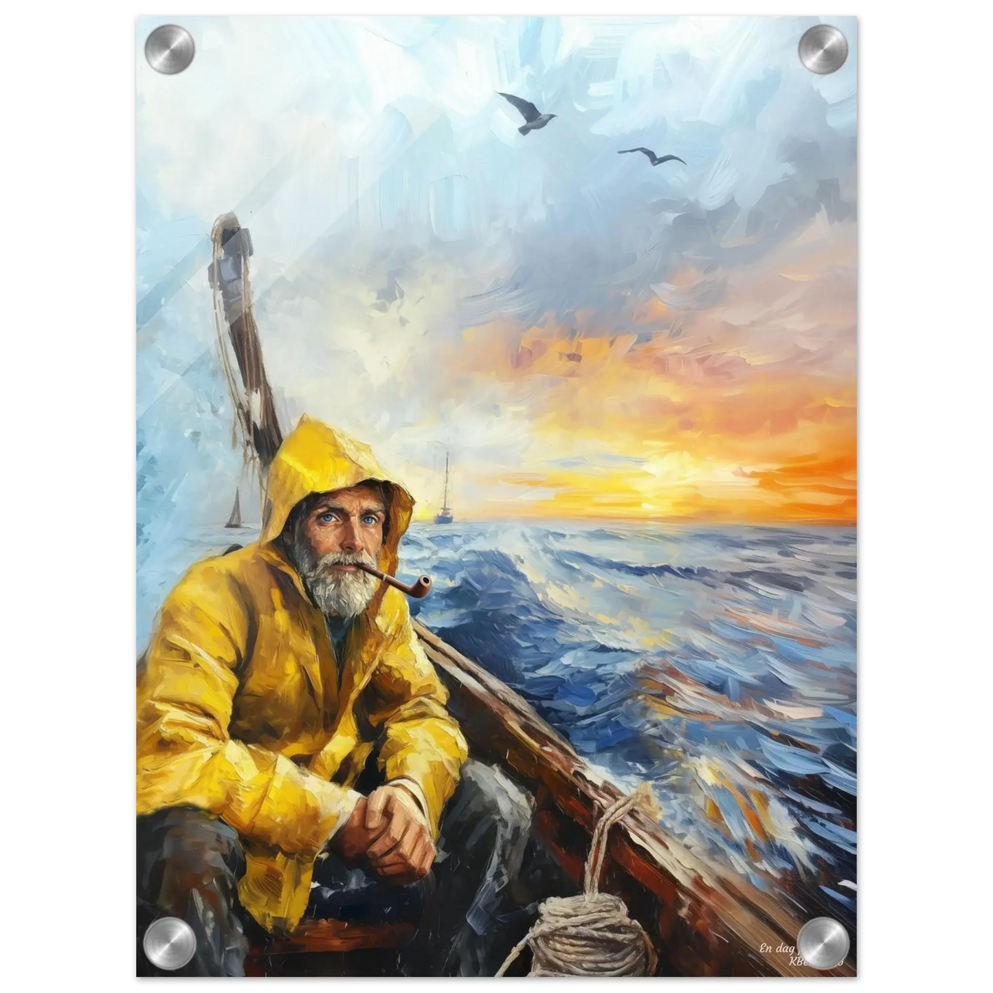 En dag på havet - moderne digitalt maleri med oljemalingstekstur. Trykkes på papir, lerret og akryl. KBentz.no