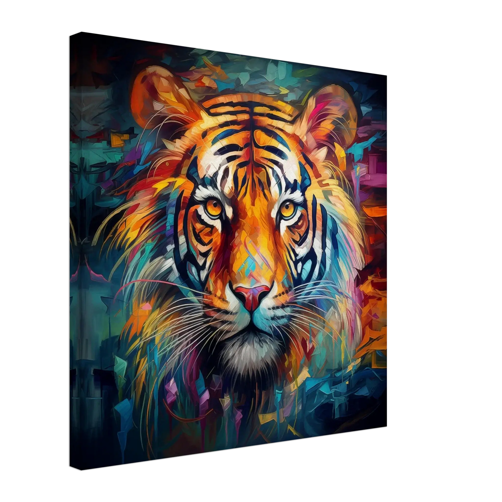 Nattens Tigerblikk – KI digital oljemaling trykket på papir, lerret, aluminium, akryl og tre | KBentz.no