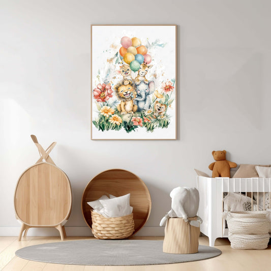 Ballongbukett og Blomster – KI digital oljemaling trykket på papir, lerret, aluminium, akryl og tre | KBentz.no