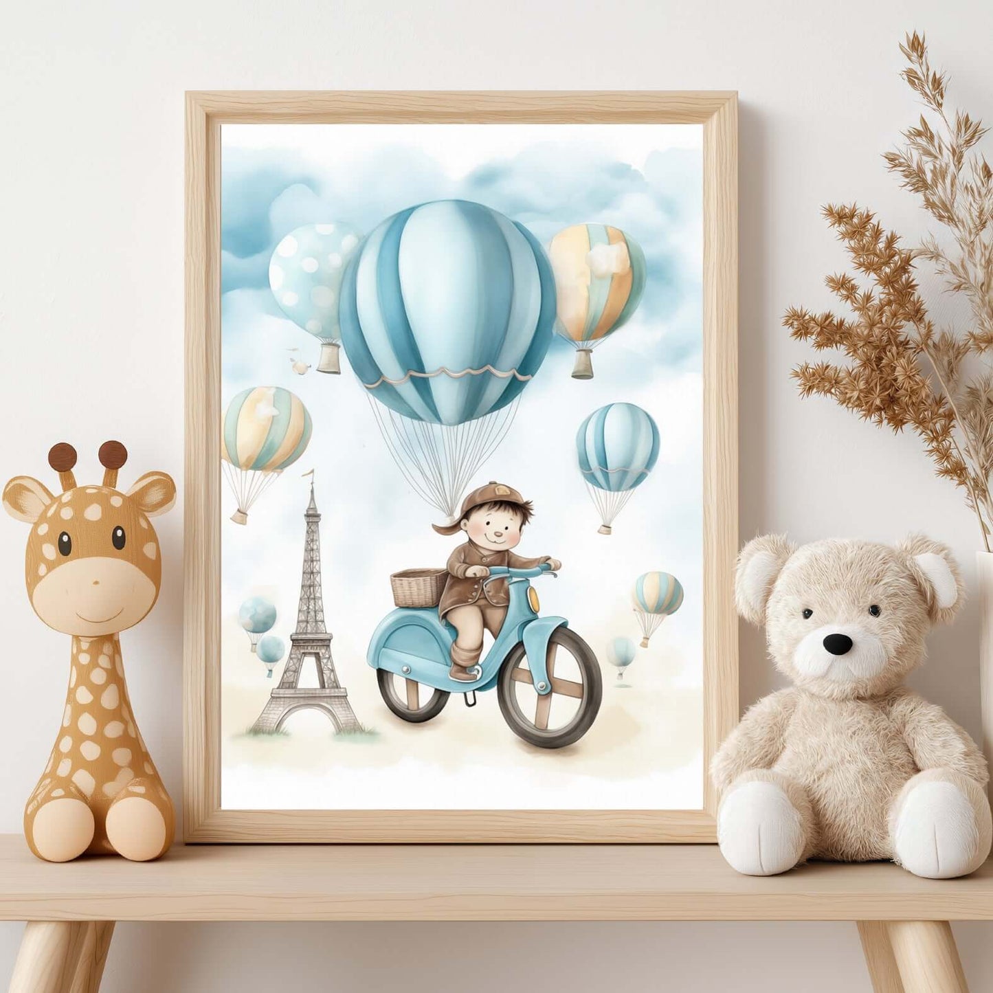 Ballongsykkel – KI digital oljemaling trykket på papir, lerret, aluminium, akryl og tre | KBentz.no