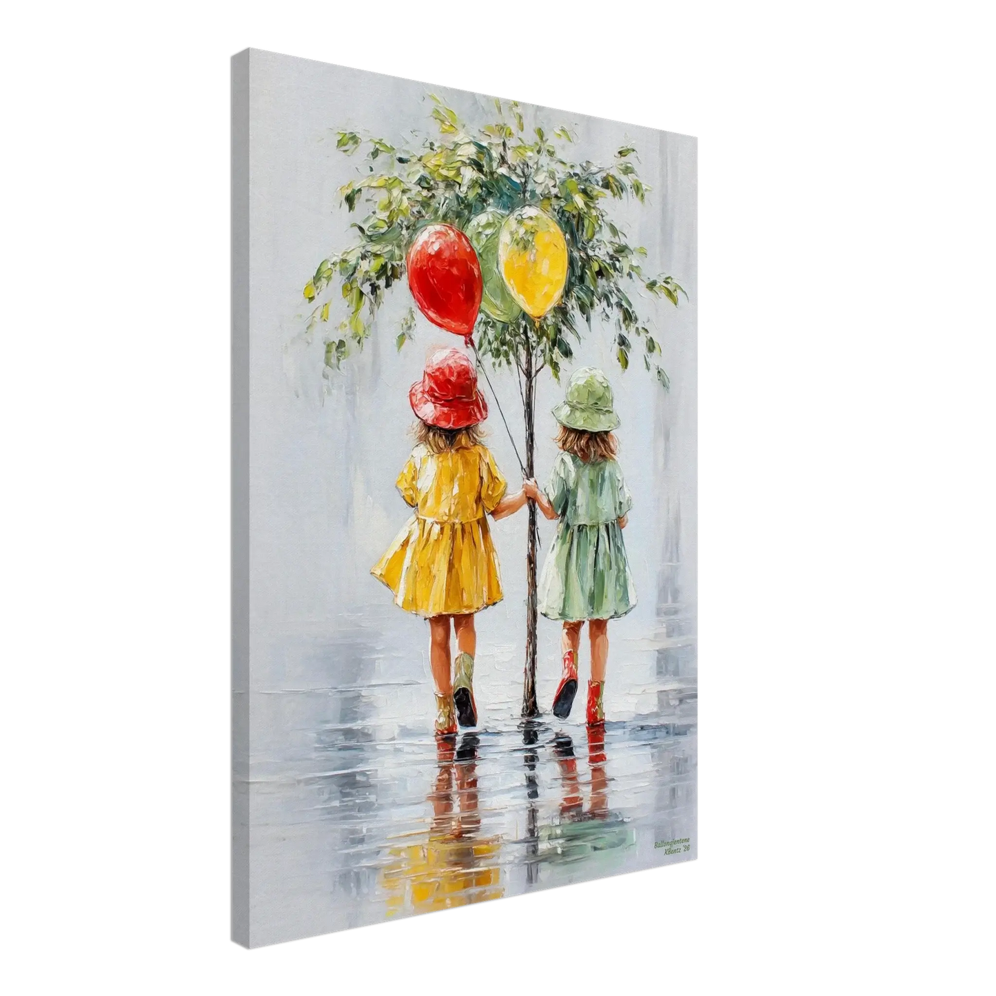 Ballongjentene - moderne digitalt maleri med oljemalingstekstur. Trykkes på papir, lerret og akryl. KBentz.no
