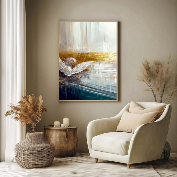 Englevakt - moderne digitalt maleri med oljemalingstekstur. Trykkes på papir, lerret og akryl. KBentz.no