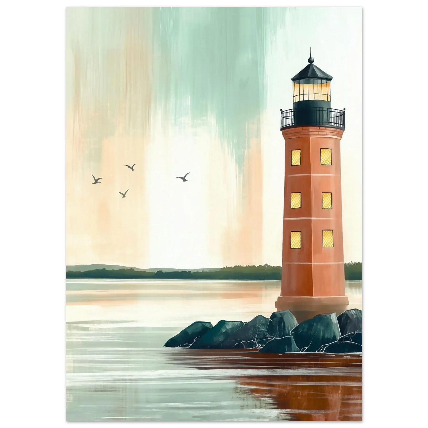 Fyrtårn ved havet - KBentz.no – moderne veggkunst | KBentz.no
