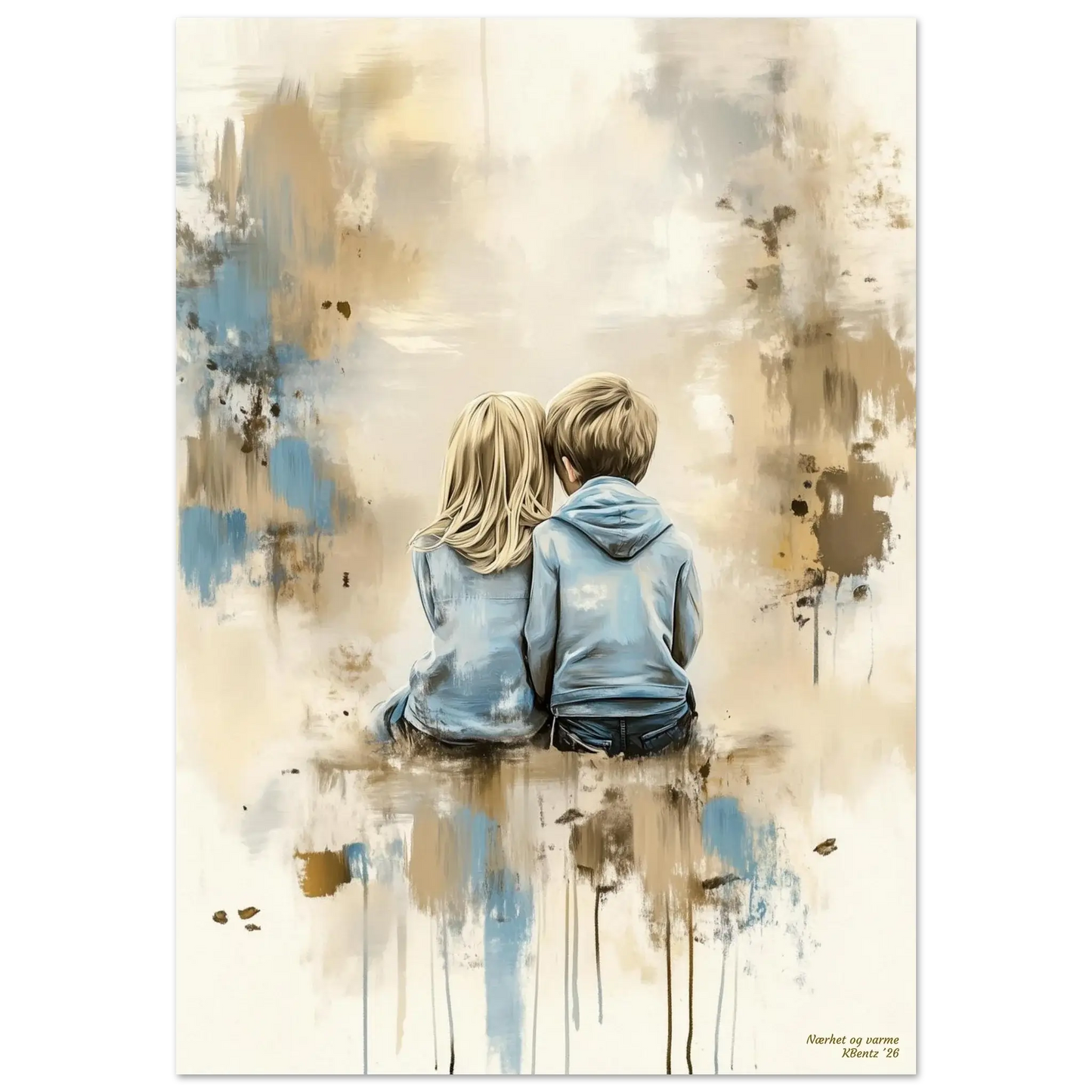 Nærhet og varme - moderne digitalt maleri med oljemalingstekstur. Trykkes på papir, lerret og akryl. KBentz.no
