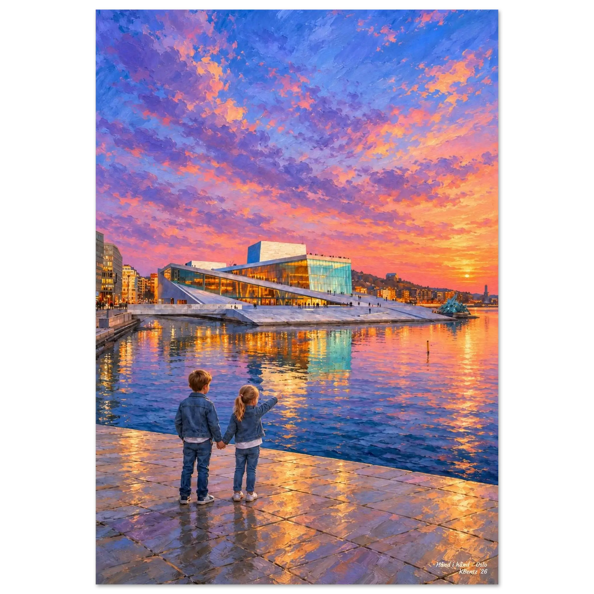 Hånd i hånd - Oslo – veggbilde fra KBentz – moderne veggkunst | KBentz.no