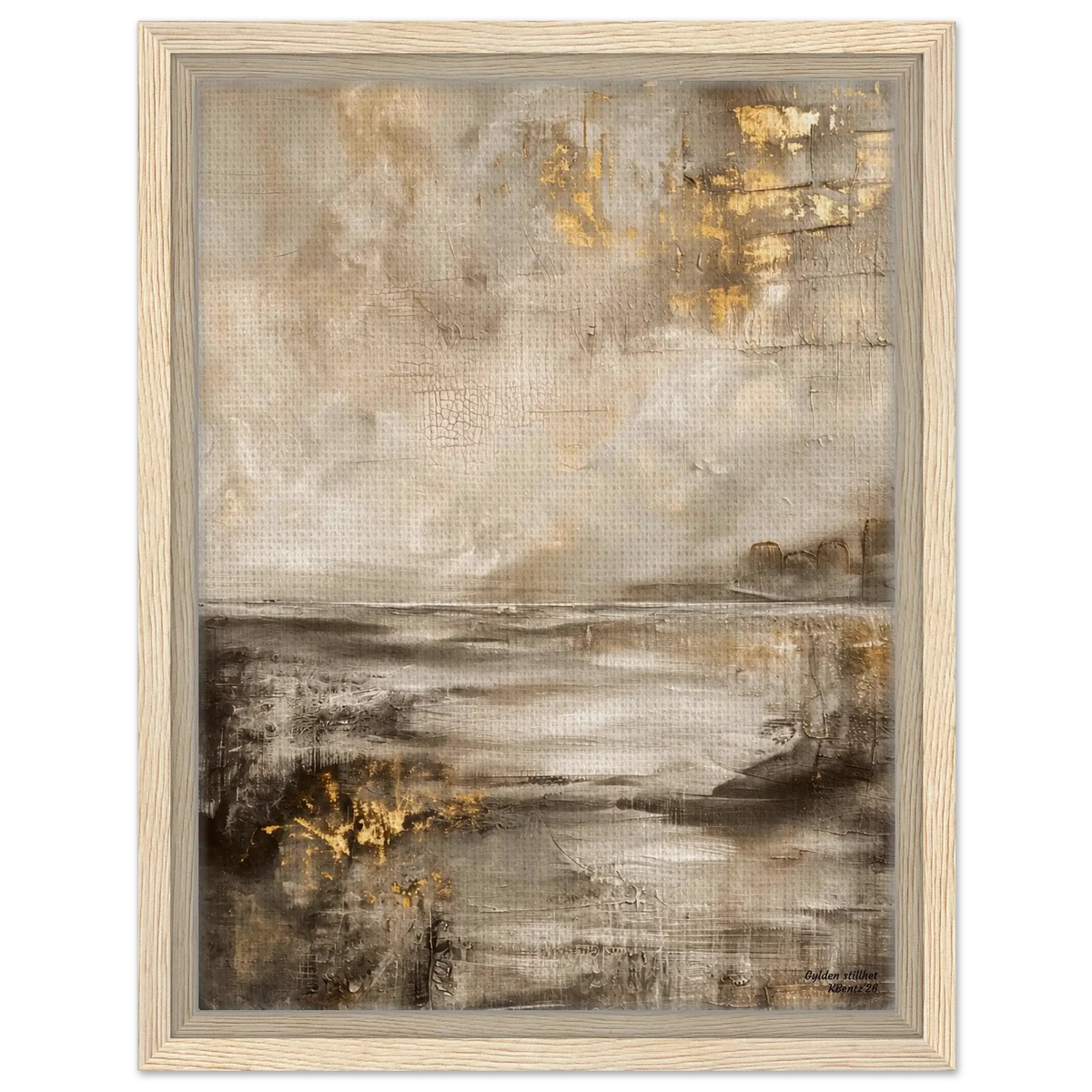 Gylden stillhet - et elegant veggbilde med beige, sandtoner og varme gullnyanser i et harmonisk landskap. – moderne veggkunst | KBentz.no