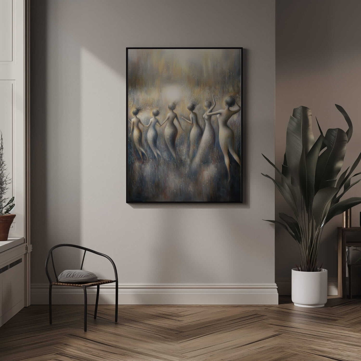 Damene i lyset - moderne digitalt maleri med oljemalingstekstur. Trykkes på papir, lerret og akryl. KBentz.no