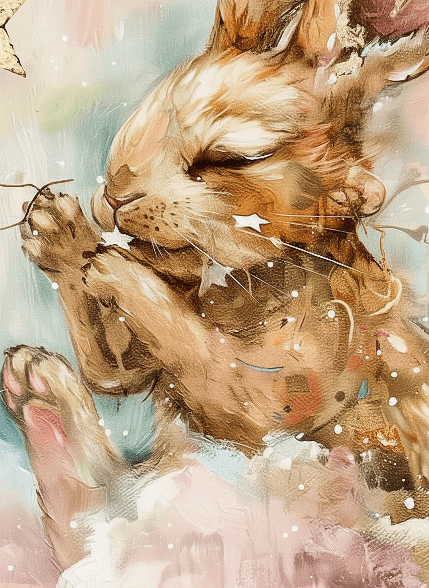 Drømmekanin i Pastell – KI digital oljemaling trykket på papir, lerret, aluminium, akryl og tre | KBentz.no