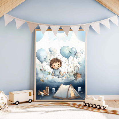 Drømmer i ballongland – KI digital oljemaling trykket på papir, lerret, aluminium, akryl og tre | KBentz.no