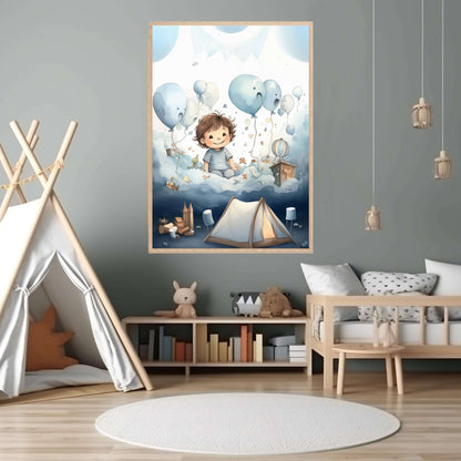 Drømmer i ballongland – KI digital oljemaling trykket på papir, lerret, aluminium, akryl og tre | KBentz.no