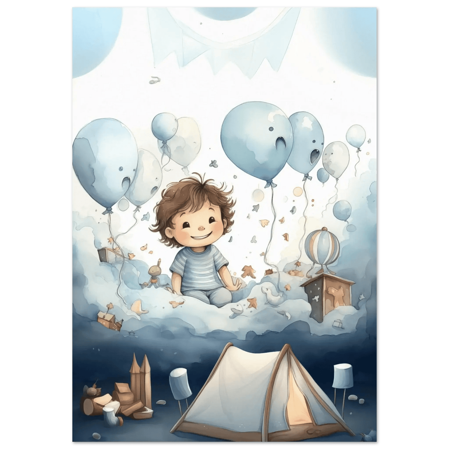 Drømmer i ballongland – KI digital oljemaling trykket på papir, lerret, aluminium, akryl og tre | KBentz.no