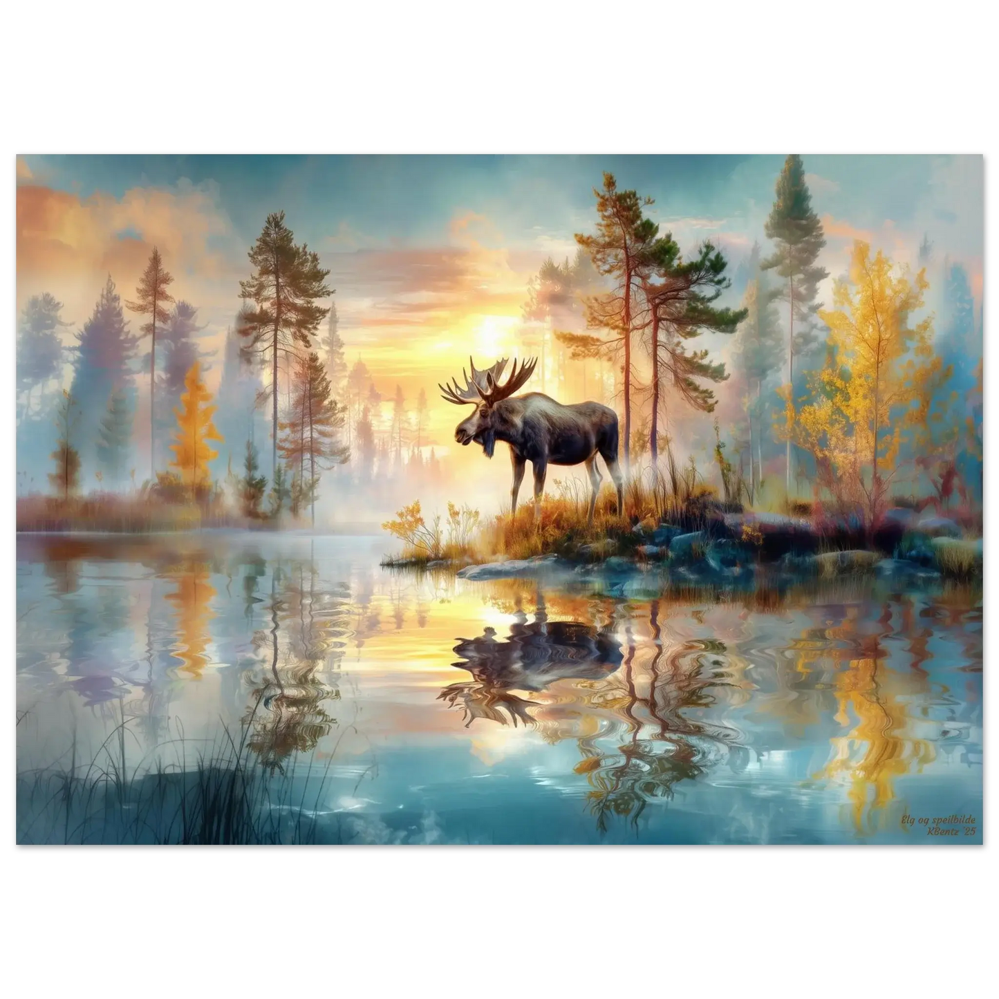 Elg i speilbilde - KBentz.no – moderne veggkunst | KBentz.no