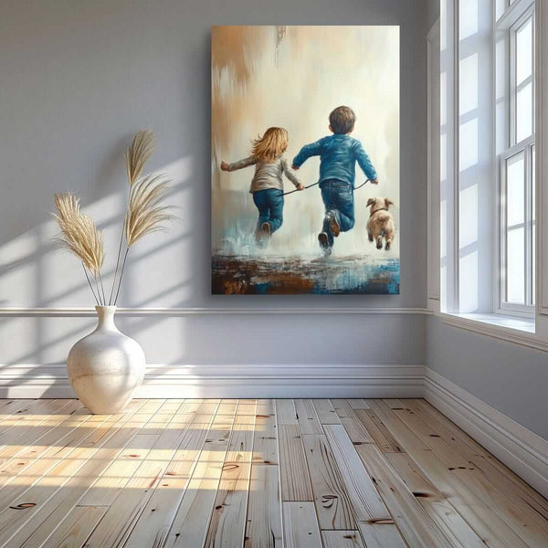 Lykke i fart - moderne digitalt maleri med oljemalingstekstur. Trykkes på papir, lerret og akryl. KBentz.no