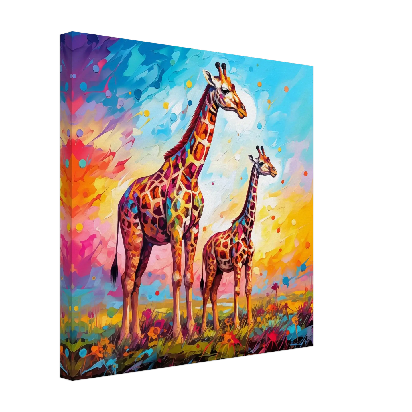 Fargerik Dyrevennskap - moderne digitalt maleri med oljemalingstekstur. Trykkes på papir, lerret og akryl. KBentz.no