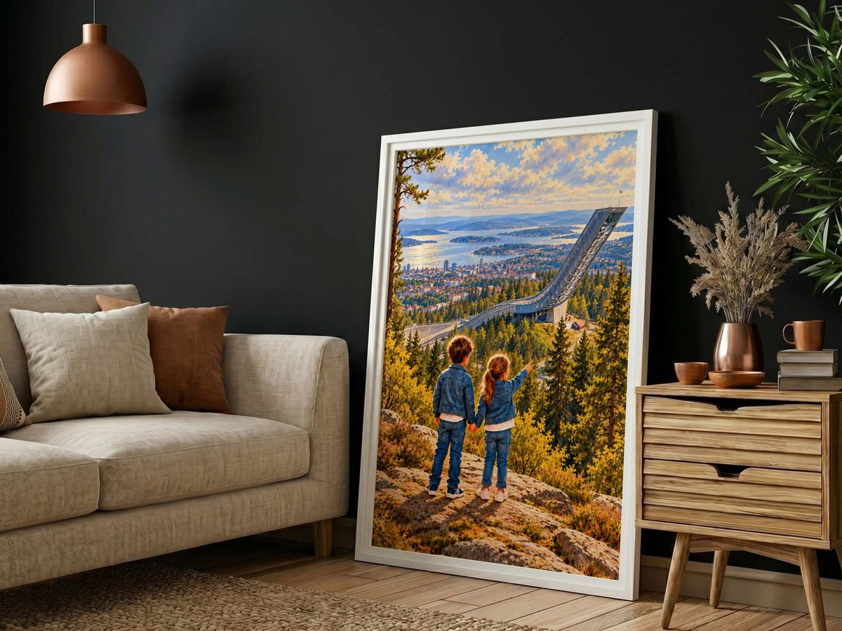 Hånd i hånd - Holmenkollen – veggbilde fra KBentz – moderne veggkunst | KBentz.no