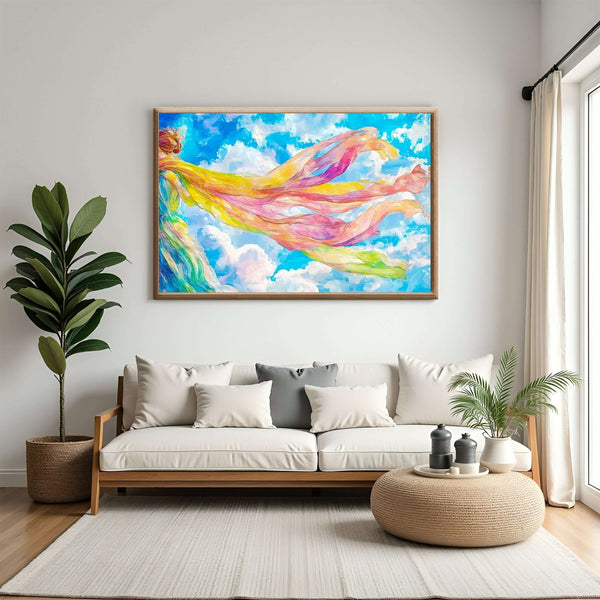 Fargenes flukt - moderne digitalt maleri med oljemalingstekstur. Trykkes på papir, lerret og akryl. KBentz.no