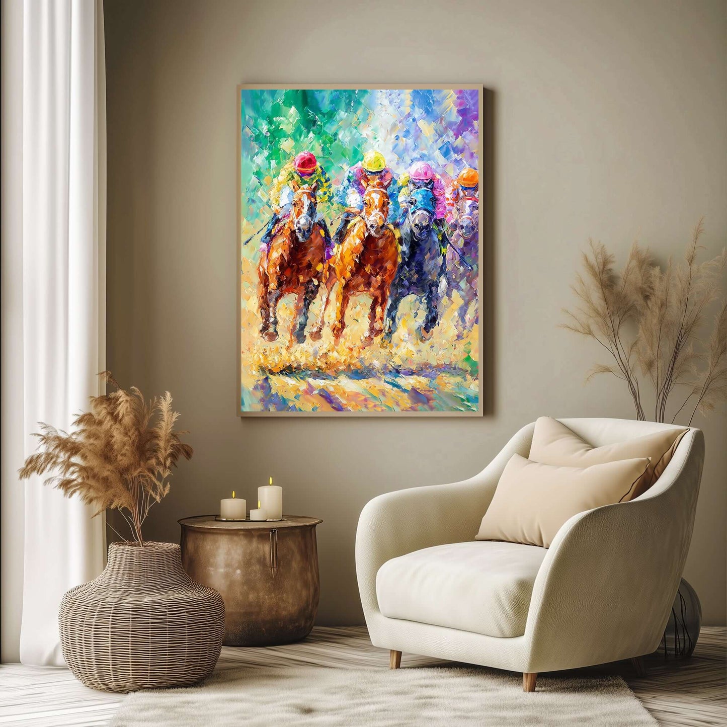 Farger i galopp – KI digital oljemaling trykket på papir, lerret, aluminium, akryl og tre | KBentz.no