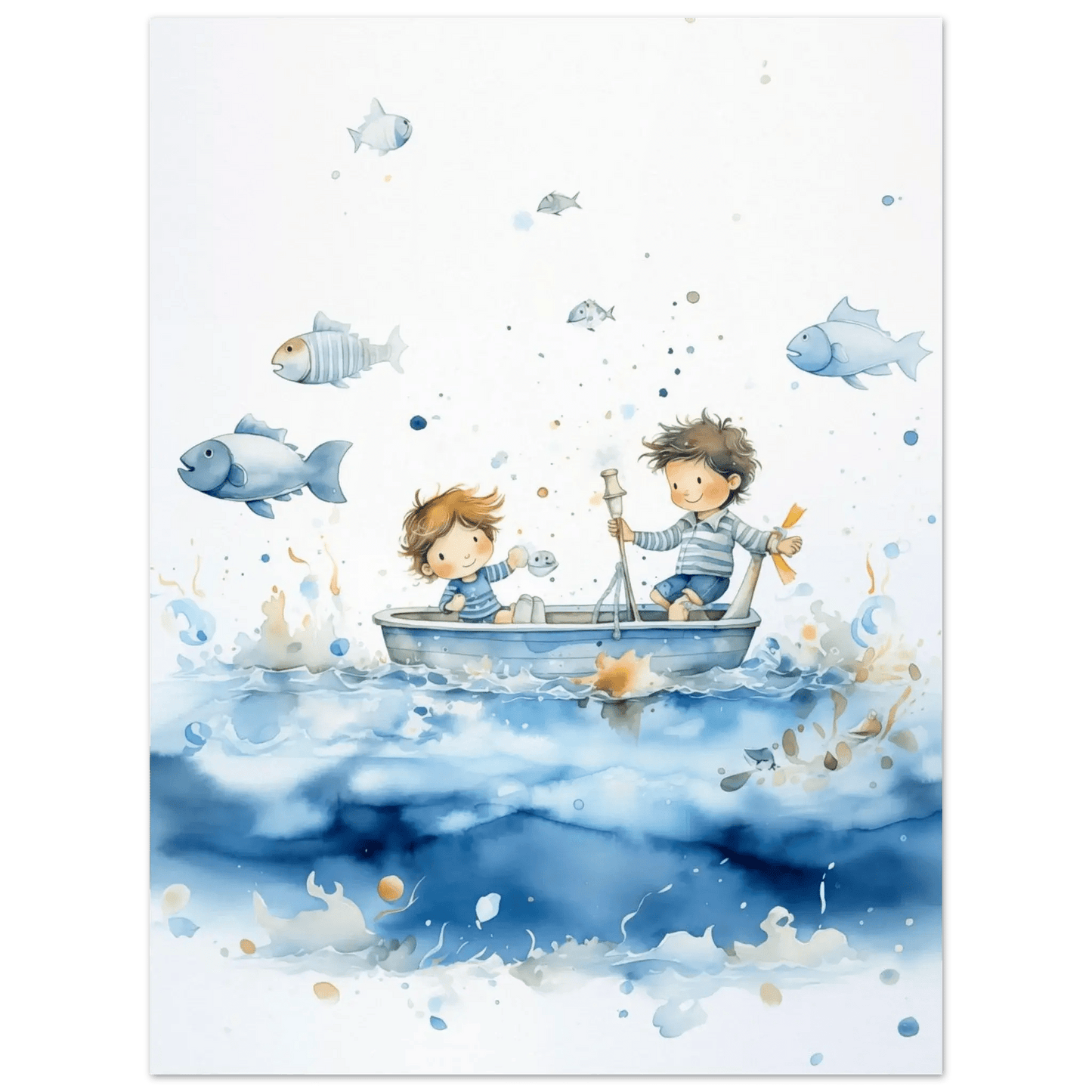 Fisketur – KI digital oljemaling trykket på papir, lerret, aluminium, akryl og tre | KBentz.no