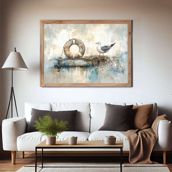 Flytende livbøye - moderne digitalt maleri med oljemalingstekstur. Trykkes på papir, lerret og akryl. KBentz.no