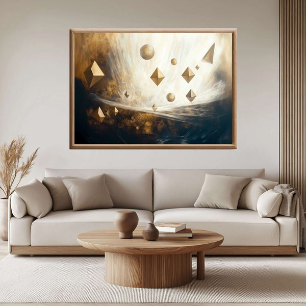 Fragmenter i gull - moderne digitalt maleri med oljemalingstekstur. Trykkes på papir, lerret og akryl. KBentz.no