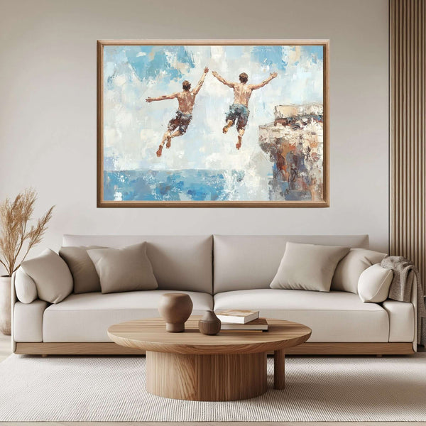 Frihetens sprang - moderne digitalt maleri med oljemalingstekstur. Trykkes på papir, lerret og akryl. KBentz.no