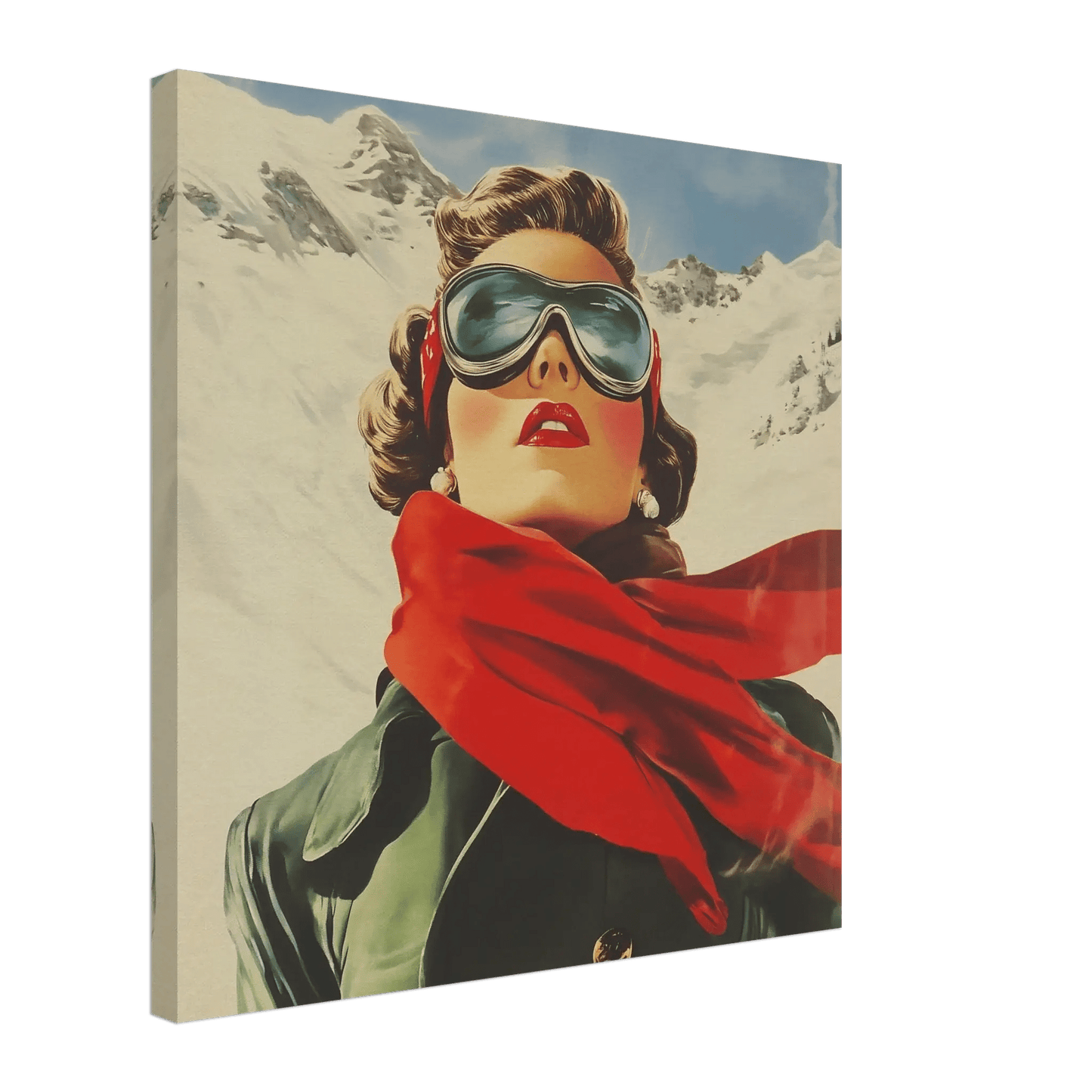 Frost og Eleganse - Rød – KI digital oljemaling trykket på papir, lerret, aluminium, akryl og tre | KBentz.no