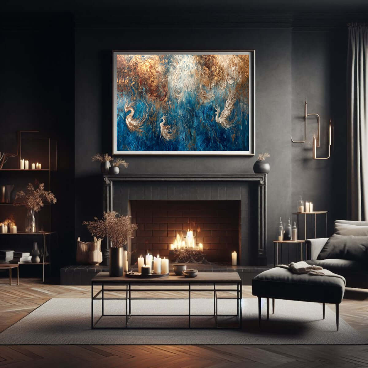 Fuglenes stillhet – KI digital oljemaling trykket på papir, lerret, aluminium, akryl og tre | KBentz.no