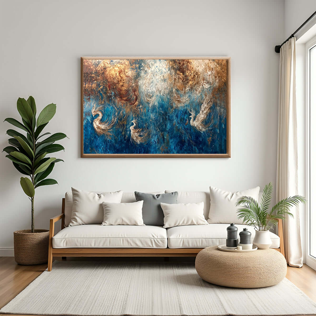 Fuglenes stillhet – KI digital oljemaling trykket på papir, lerret, aluminium, akryl og tre | KBentz.no