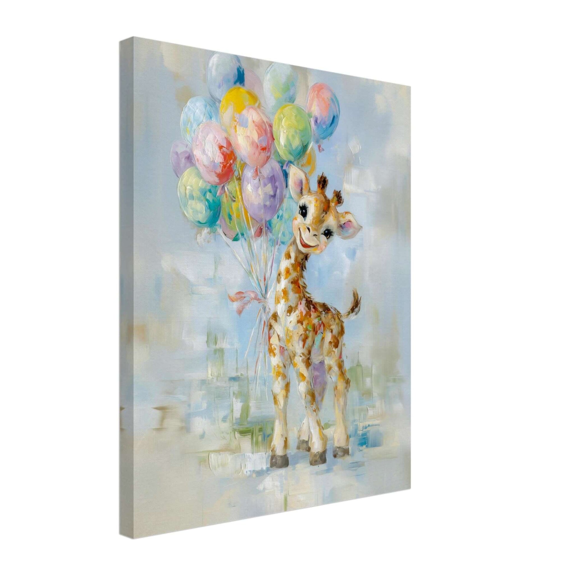 Glad giraff – KI digital oljemaling trykket på papir, lerret, aluminium, akryl og tre | KBentz.no