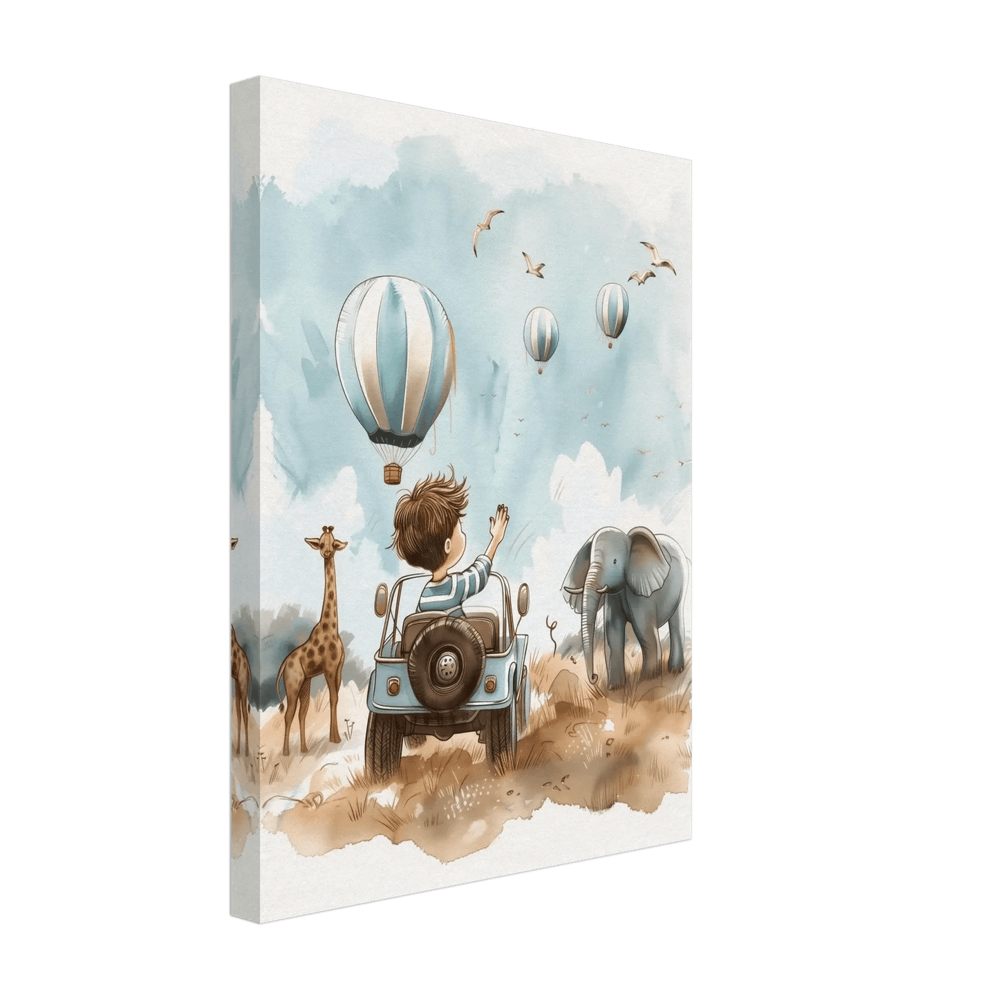 Gutt på safari – KI digital oljemaling trykket på papir, lerret, aluminium, akryl og tre | KBentz.no