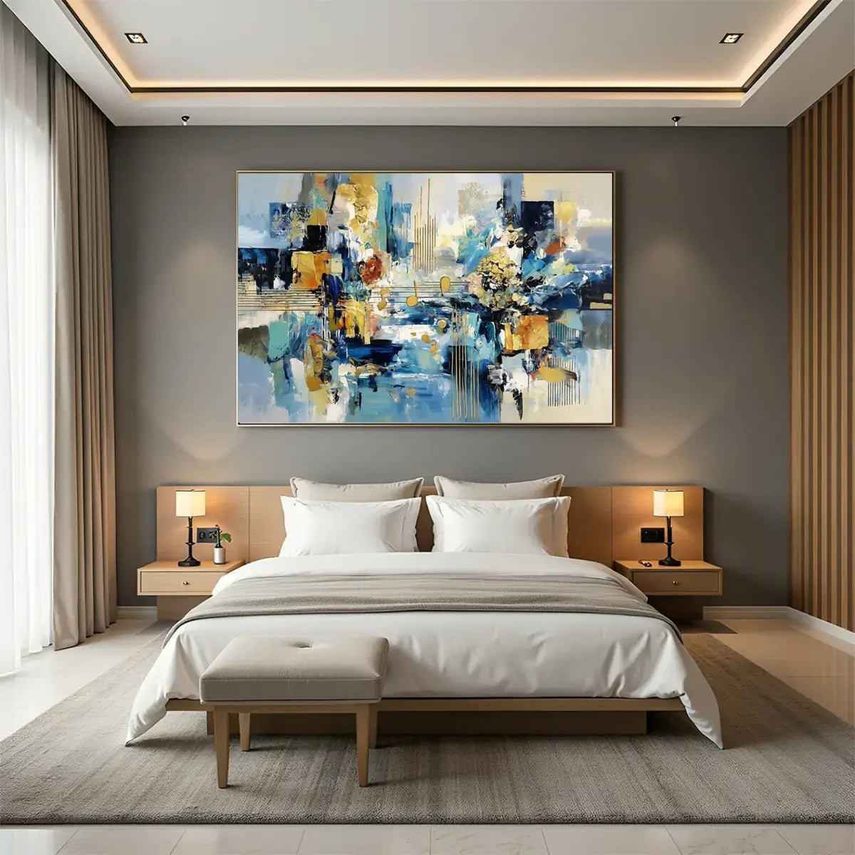 Gylne Akkorder – KI digital oljemaling trykket på papir, lerret, aluminium, akryl og tre | KBentz.no