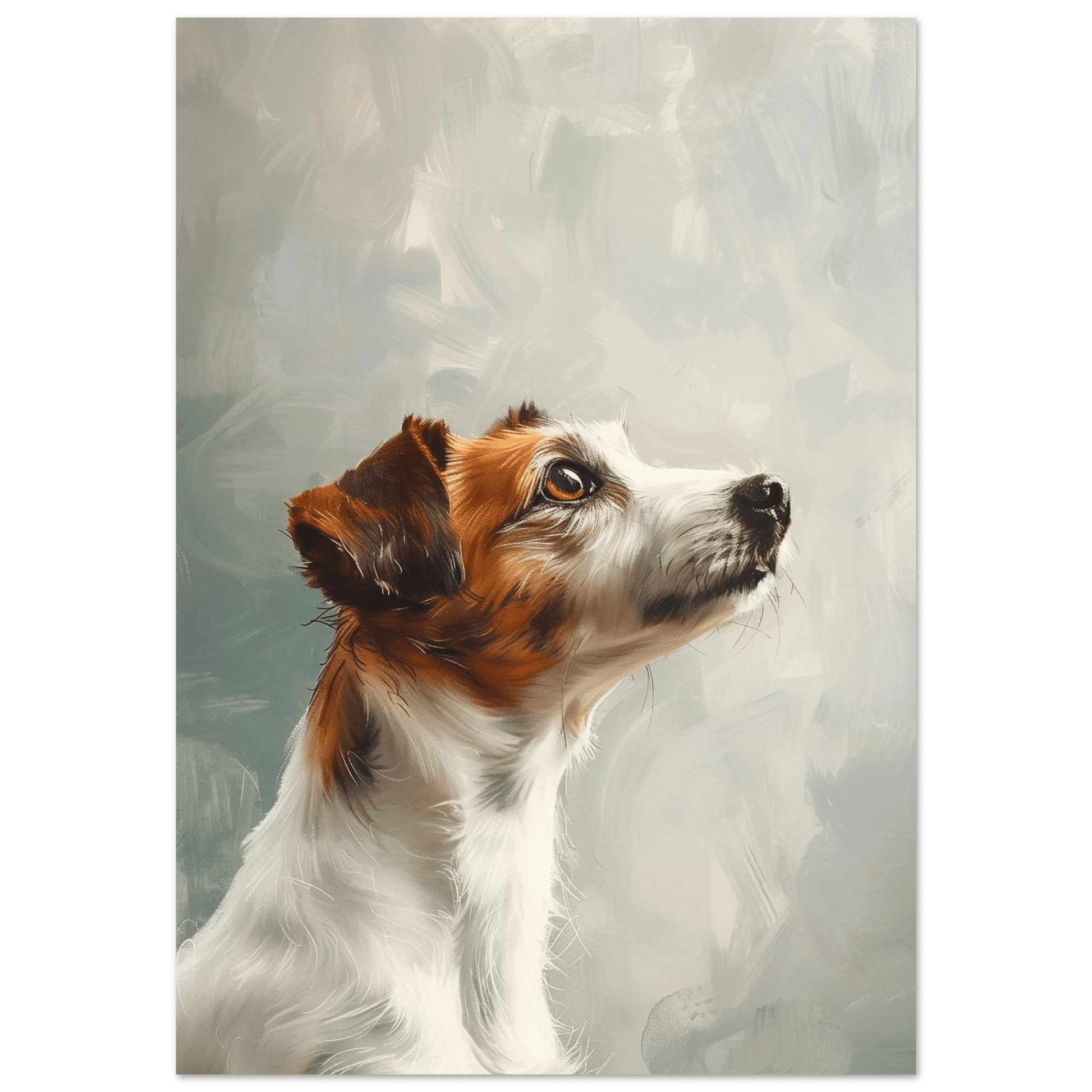 Håpefull hund – KI digital oljemaling trykket på papir, lerret, aluminium, akryl og tre | KBentz.no