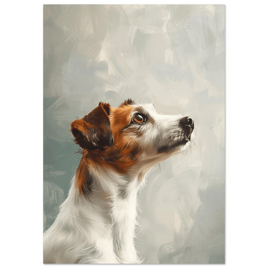 Håpefull hund – KI digital oljemaling trykket på papir, lerret, aluminium, akryl og tre | KBentz.no