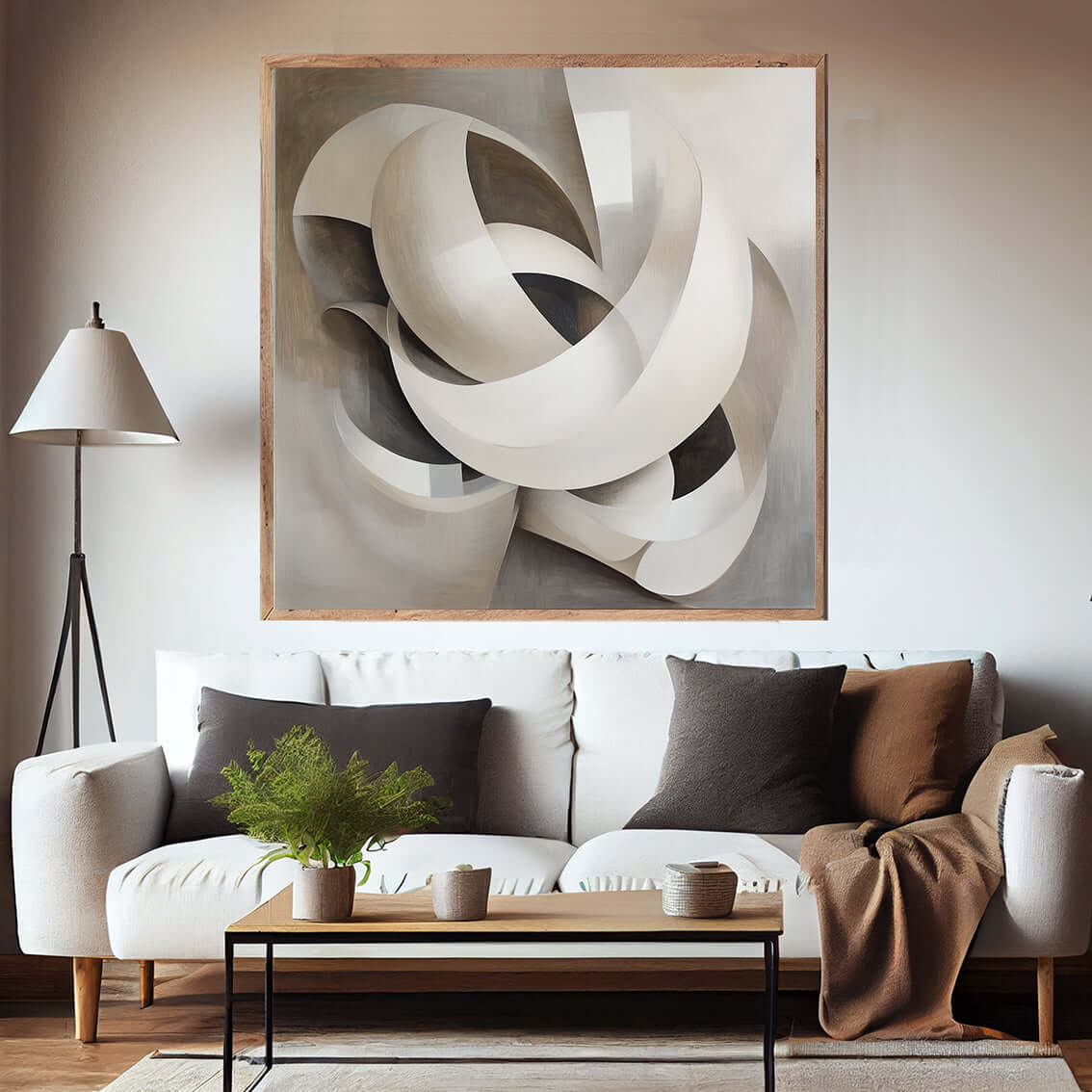 Hvite bånd – KI digital oljemaling trykket på papir, lerret, aluminium, akryl og tre | KBentz.no