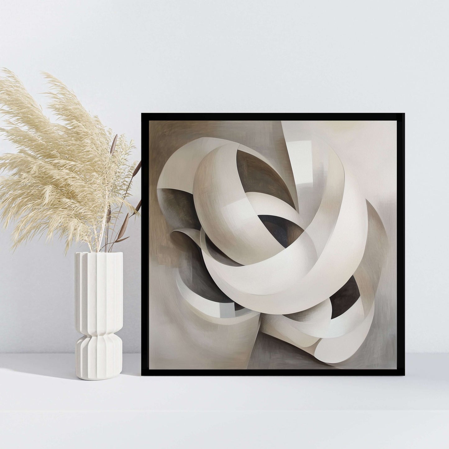 Hvite bånd – KI digital oljemaling trykket på papir, lerret, aluminium, akryl og tre | KBentz.no