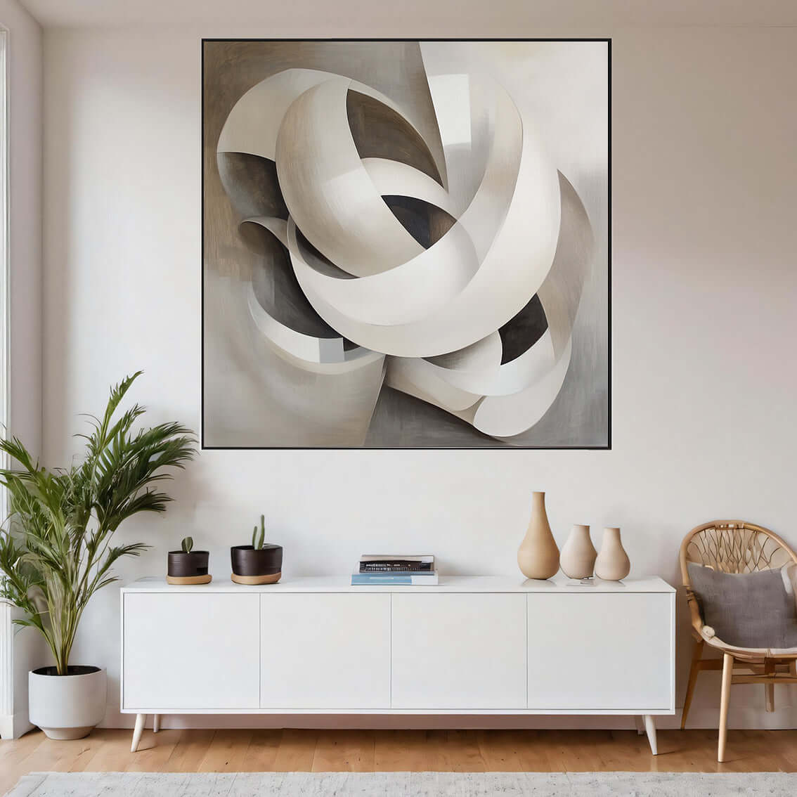 Hvite bånd – KI digital oljemaling trykket på papir, lerret, aluminium, akryl og tre | KBentz.no